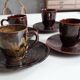 Beauvaisis Warluis 4 cup and sandstone sub-cup set