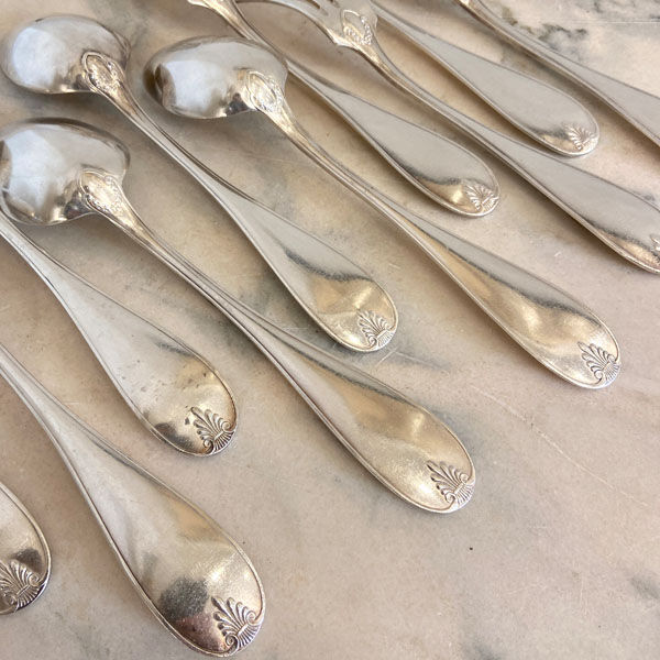 Large spoons and forks, silver metal