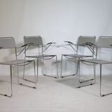 Mid-Century Design Chrome and Leather Chairs from Italy, Set of 4, 1970s