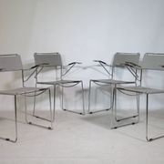 Mid-Century Design Chrome and Leather Chairs from Italy, Set of 4, 1970s