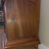 Empire period bathroom furniture in solid walnut and white marble.