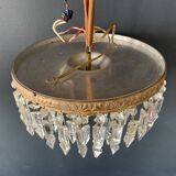 Plafonnier à 3 rangées de cristal, 1950