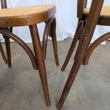 Set of 4 Vintage Thonet Style Dining Chairs: Bentwood Cane Seat, 1970s Bist