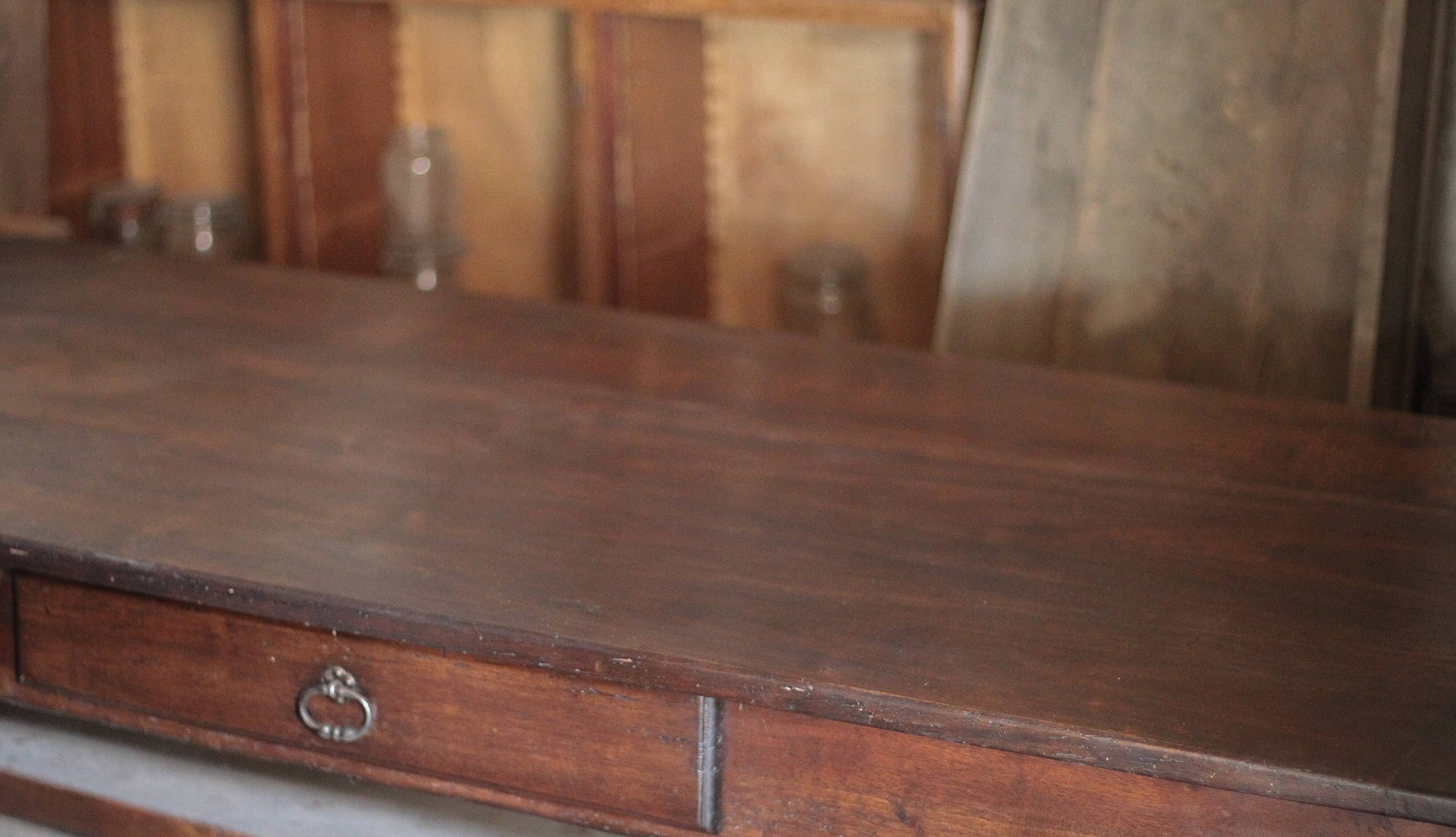 Farmhouse table and two benches, antique wooden farmhouse table, living room furniture, country style, chalet style, decor