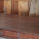 Farmhouse table and two benches, antique wooden farmhouse table, living room furniture, country style, chalet style, decor
