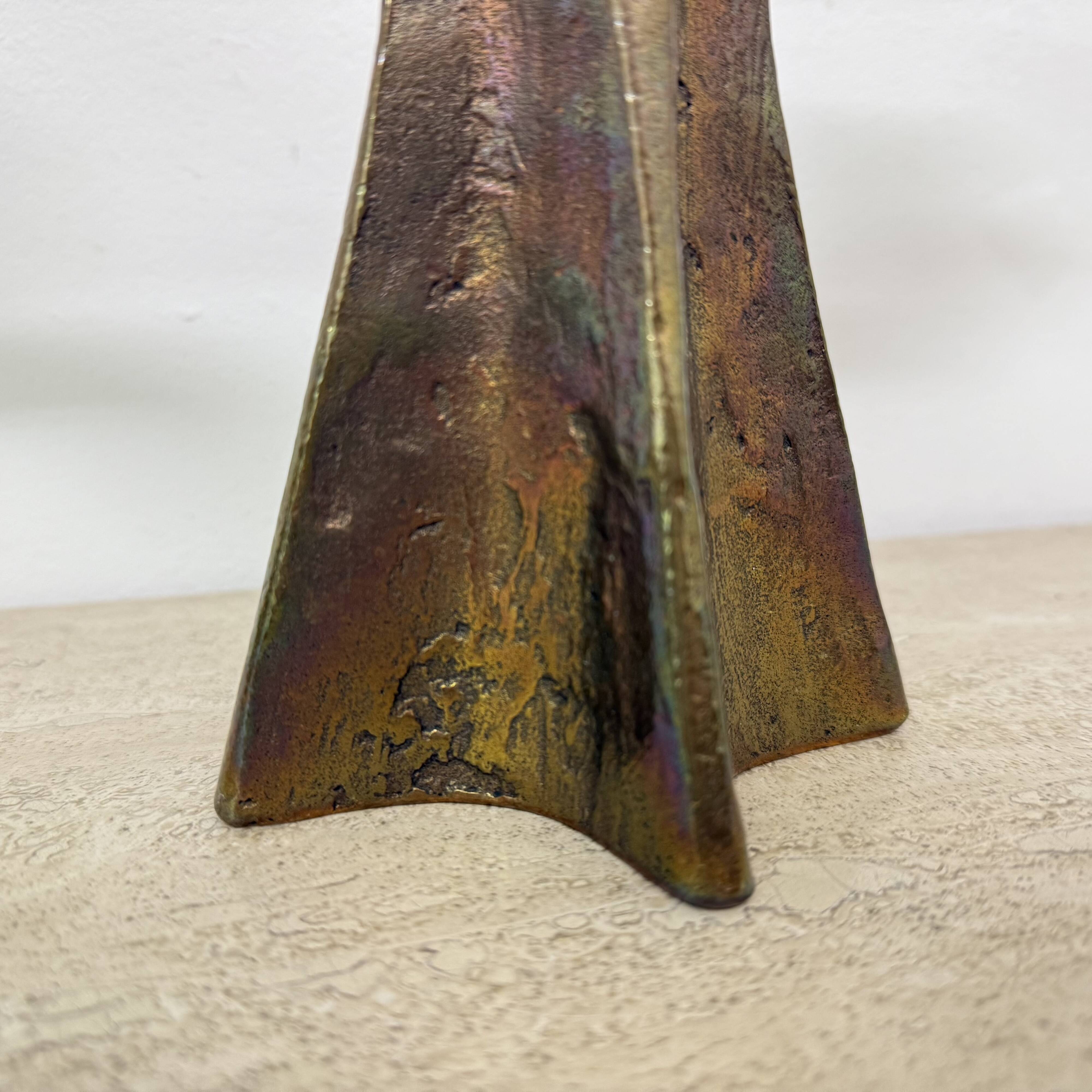 Brutalist bronze candle stick by Michael Harjes , 1970s