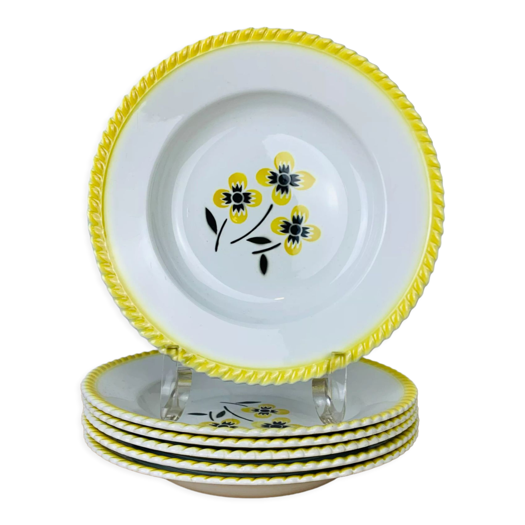 Set of 6 vintage hollow plates in earthenware