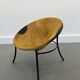 Italian Tan Suede and Black Leather Saucer Chair