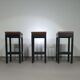 3 x tabourets de construction en chêne années 1960