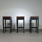 3 x tabourets de construction en chêne années 1960