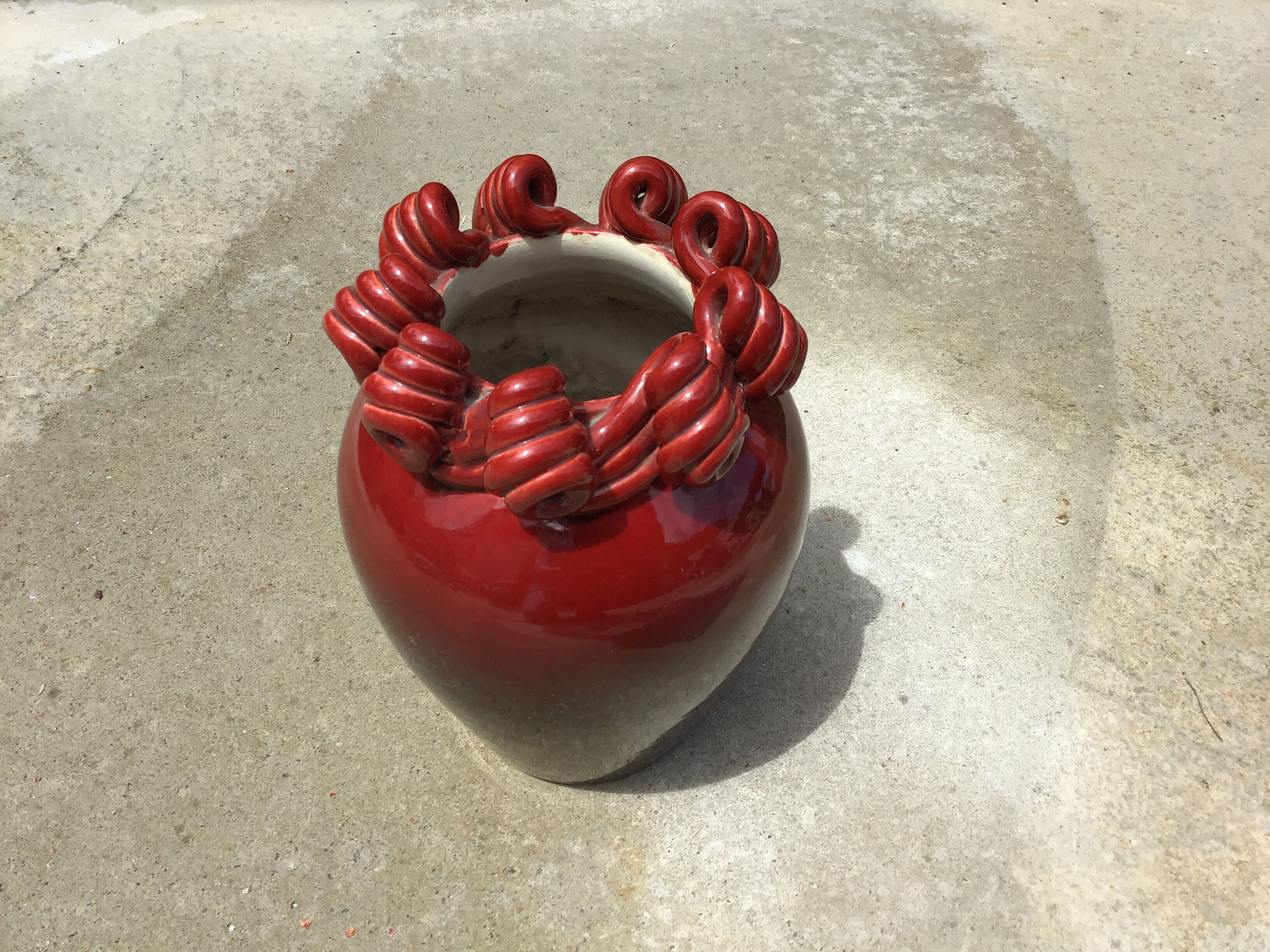 St. Radegonde Gustave Asch Vase, ceramic ox blood