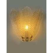 Luxury Venetian Set of Two Wall Sconces in Amber "Graniglia" Leaves Murano