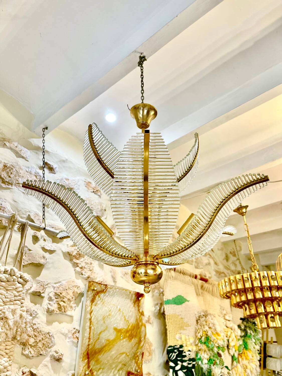 Palm model glass chandelier, Italy 1980 Venini