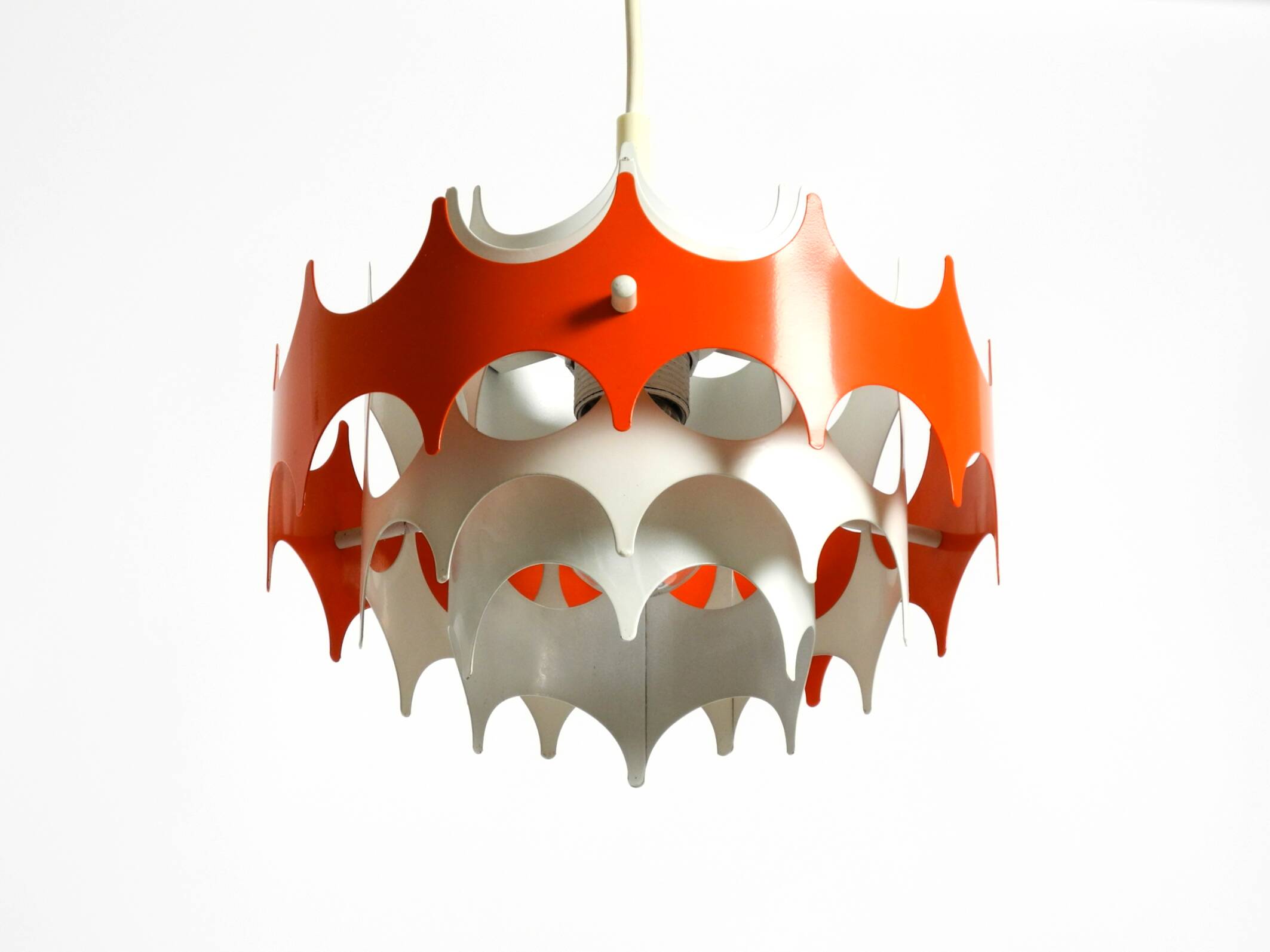 Beautiful small original 1960s Space Age metal pendant lamp by Doria