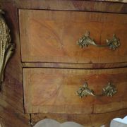 Paire de 2 chevets-louis xv-marqueterie-2 tiroirs-marbre rose