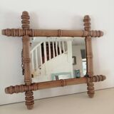 Set of vintage wood mirrors bamboo effect