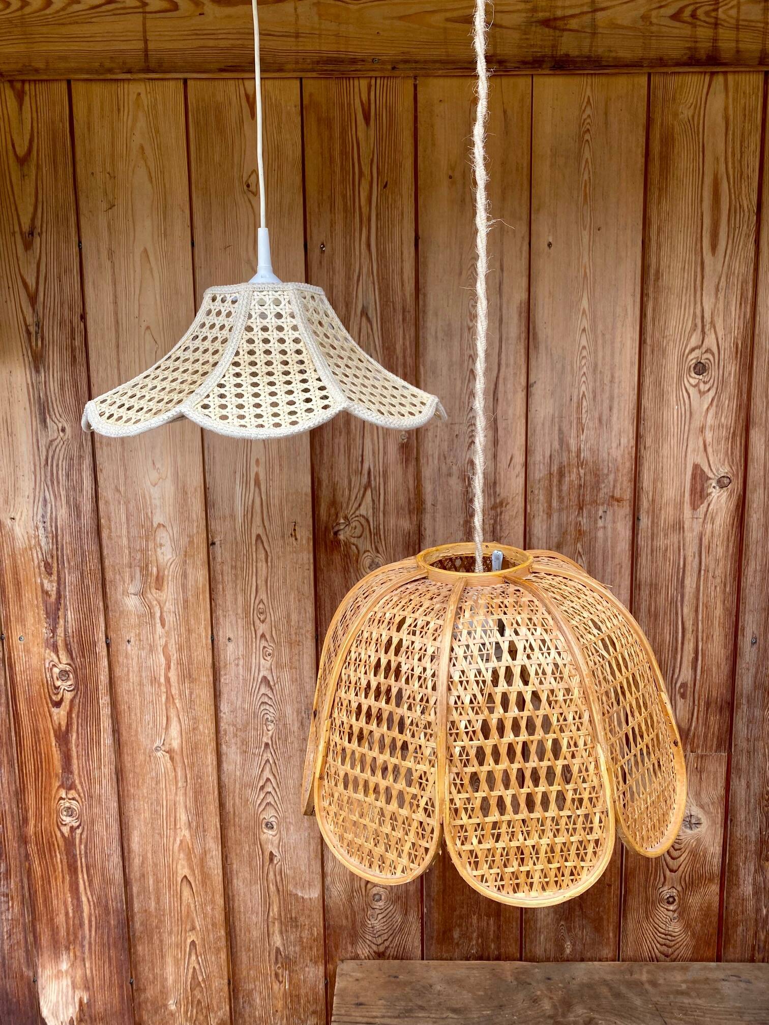 Vintage rattan pendant light