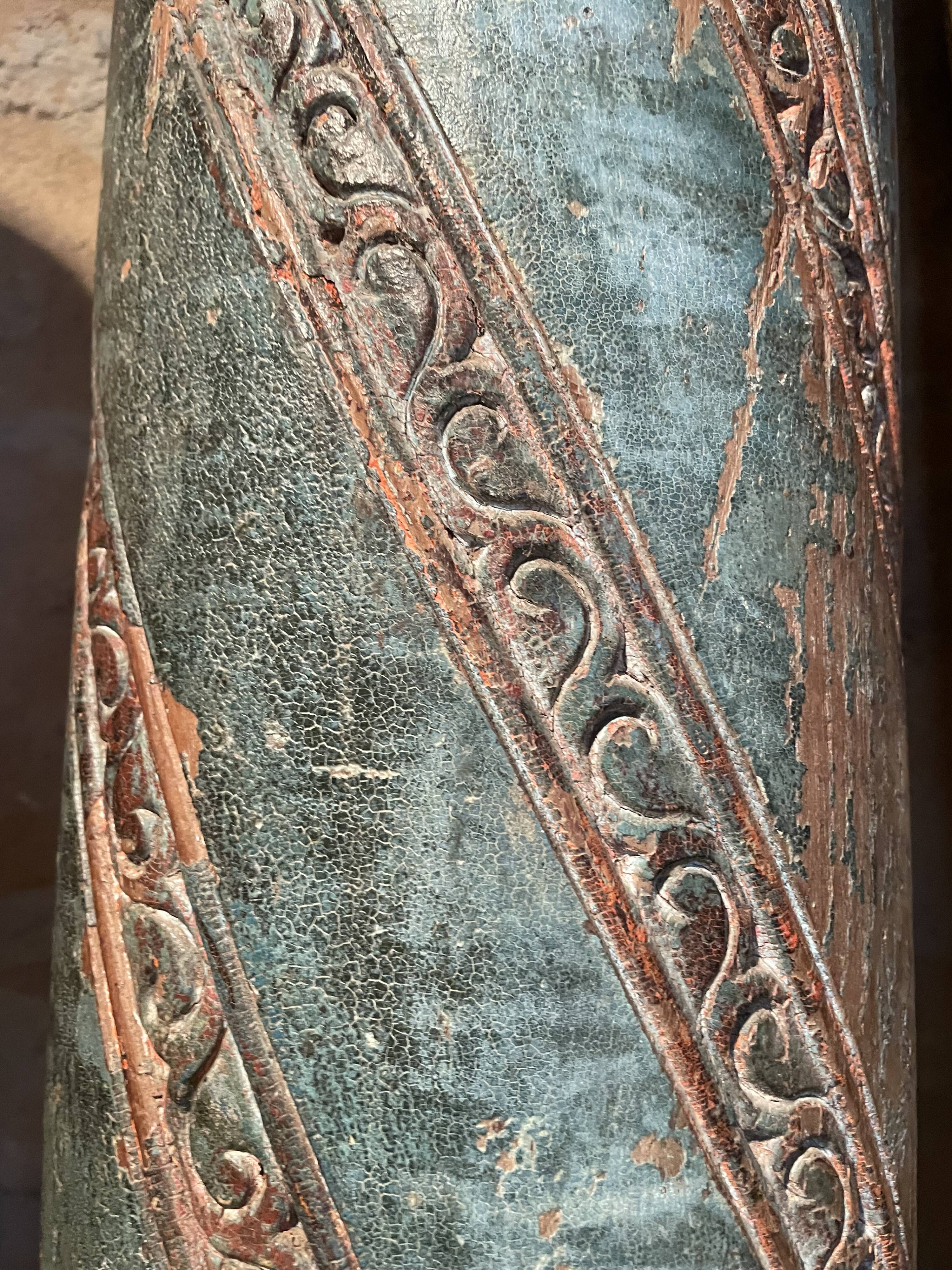 Carved wooden column