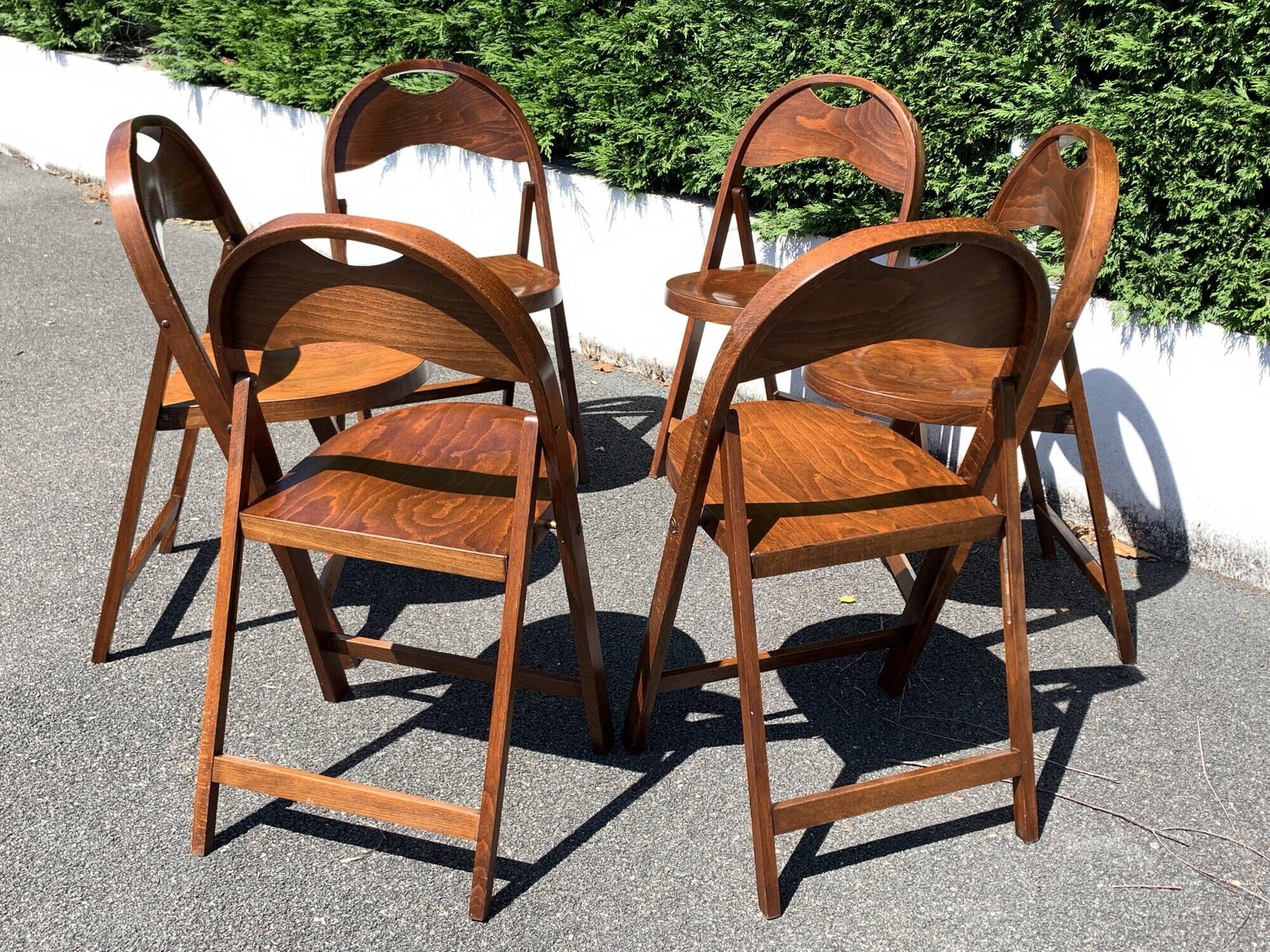 6 wooden folding chairs Stol Kamnik Yugoslavia design Zascitni Zhak
