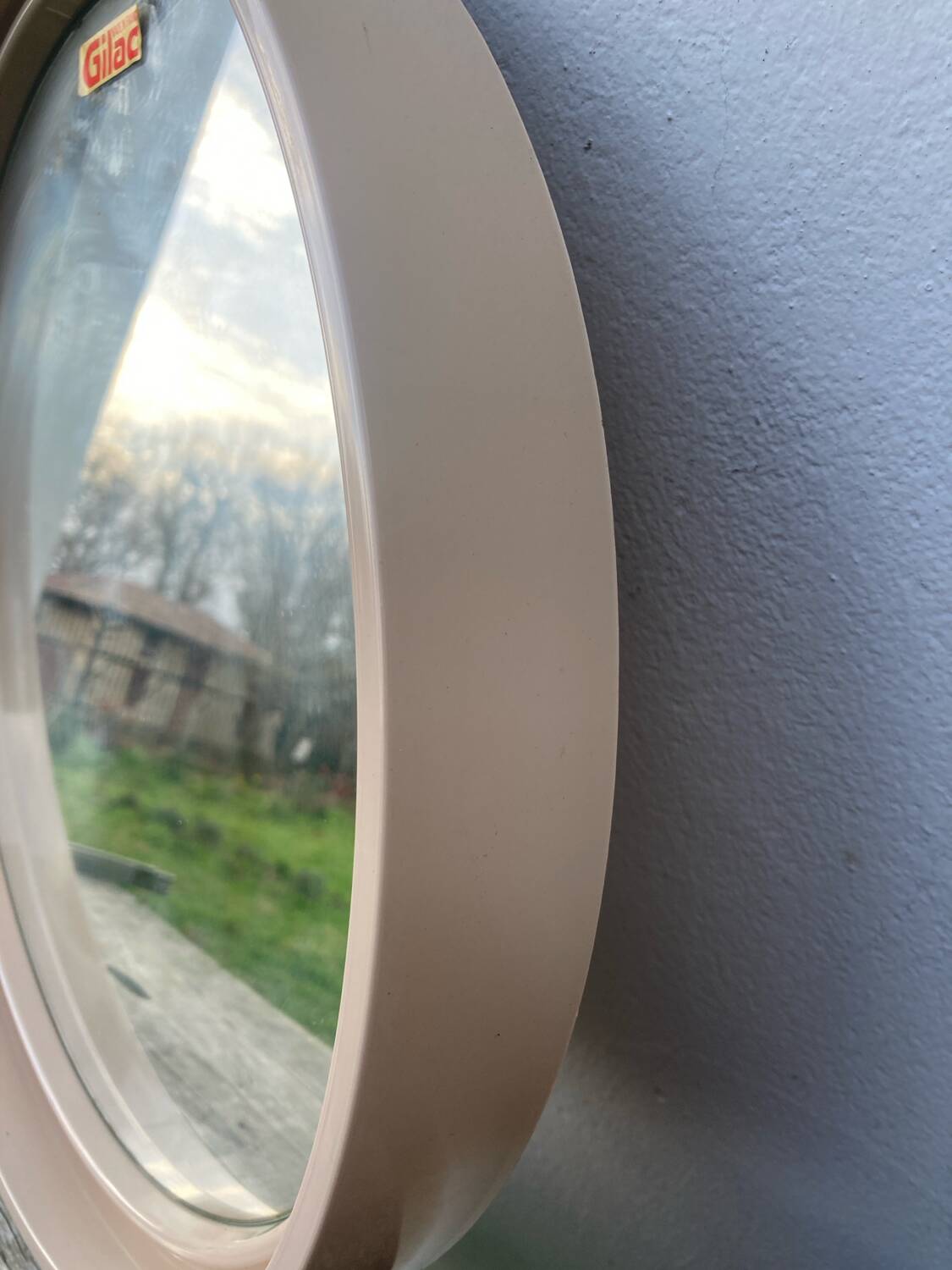 Miroir rond 1960 beige