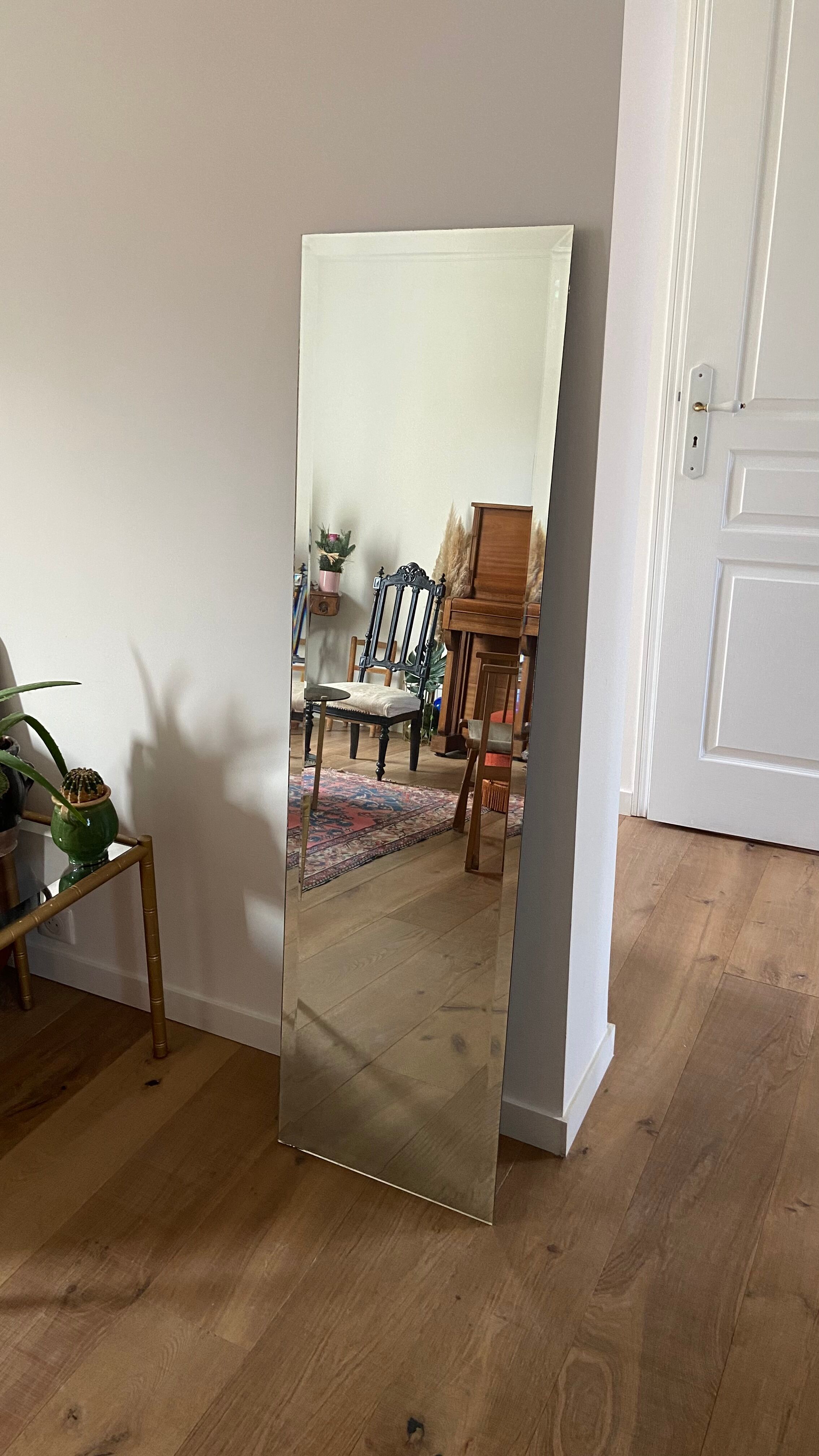 Beveled mirror 142 x 39 cm from the 70s