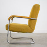 Set of 4 vintage yellow armchairs