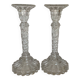 Pair of old twisted candlesticks with diamond tips.