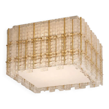 Contemporary Modern Italian “Tropical” Murano Glass Square Flush Mount by S
