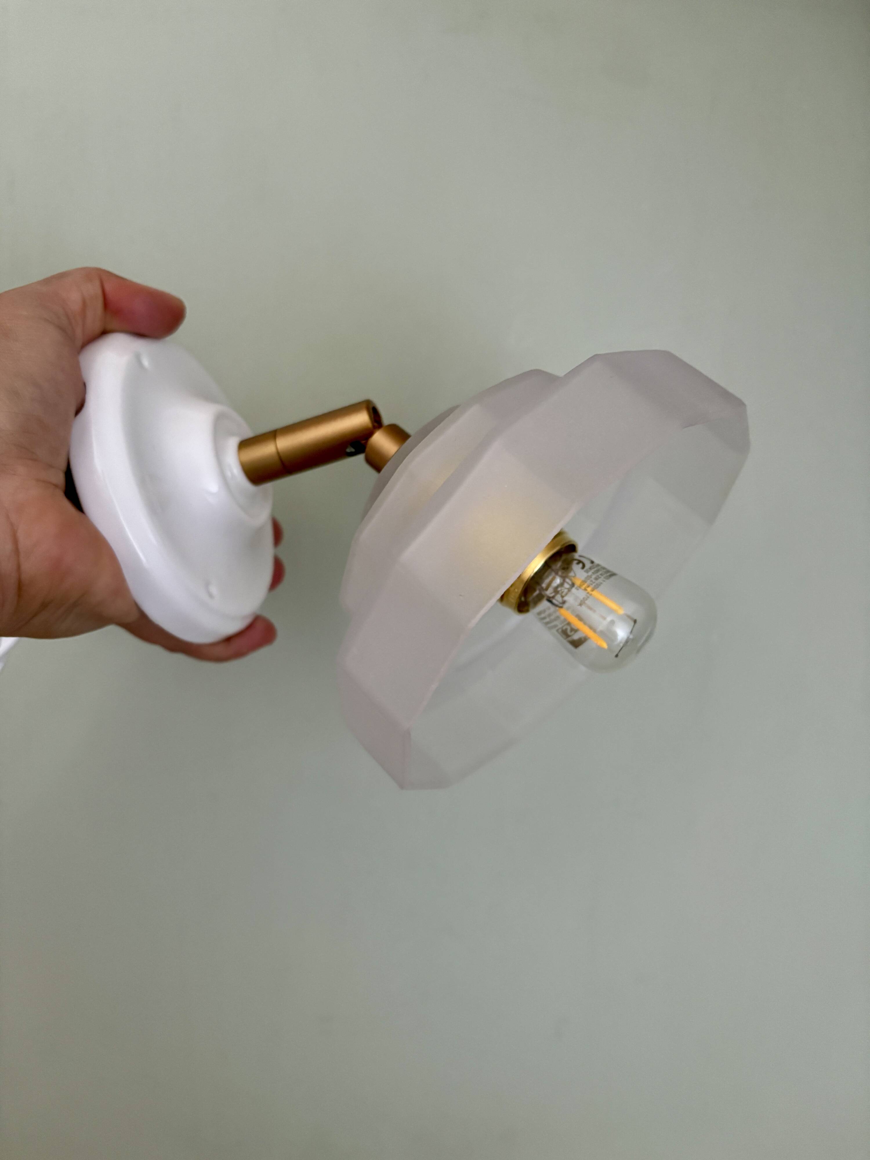 Vintage art deco frosted glass wall lamp with shade