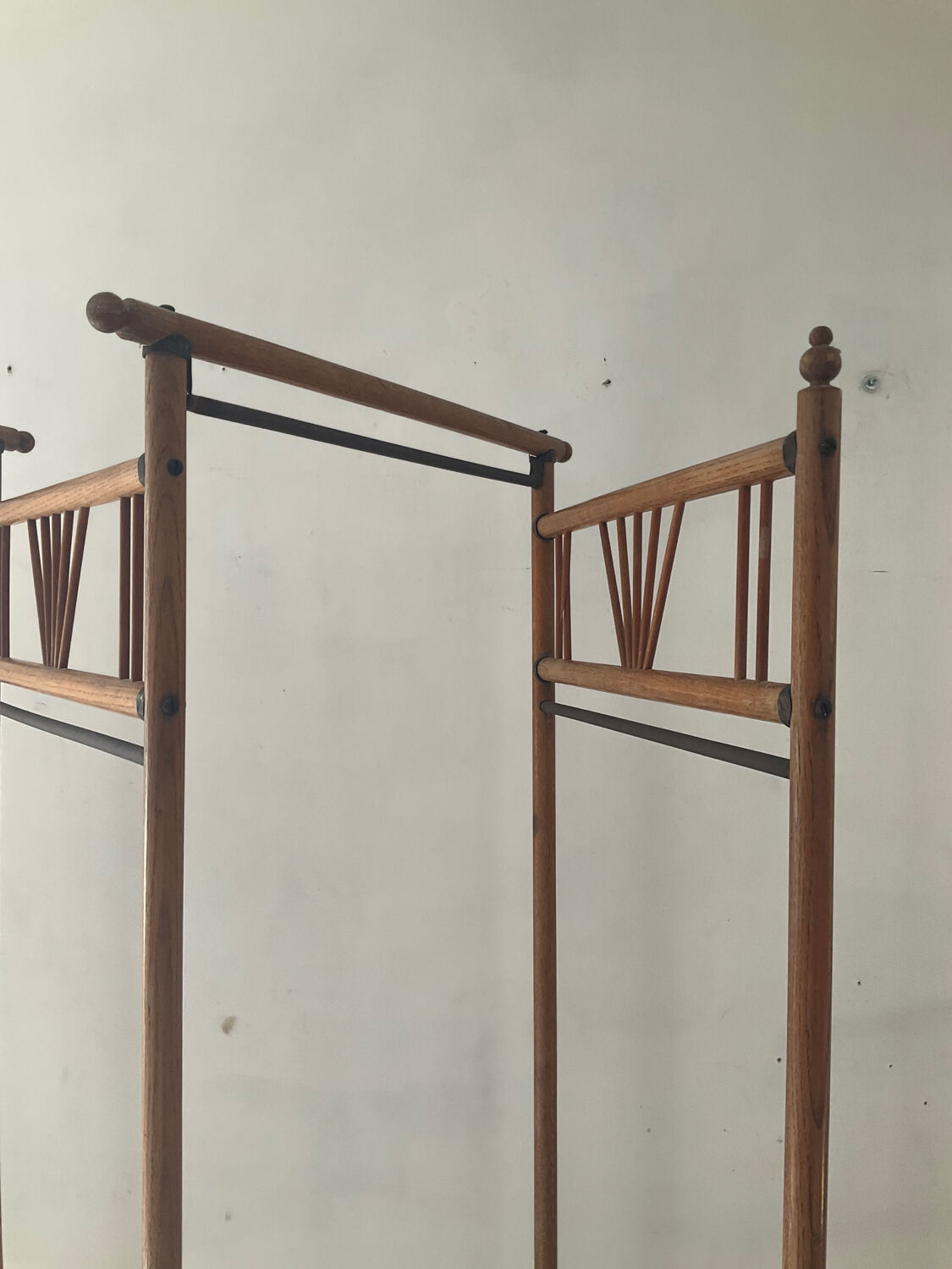 Paravent vintage des années 60 en bois et rotin