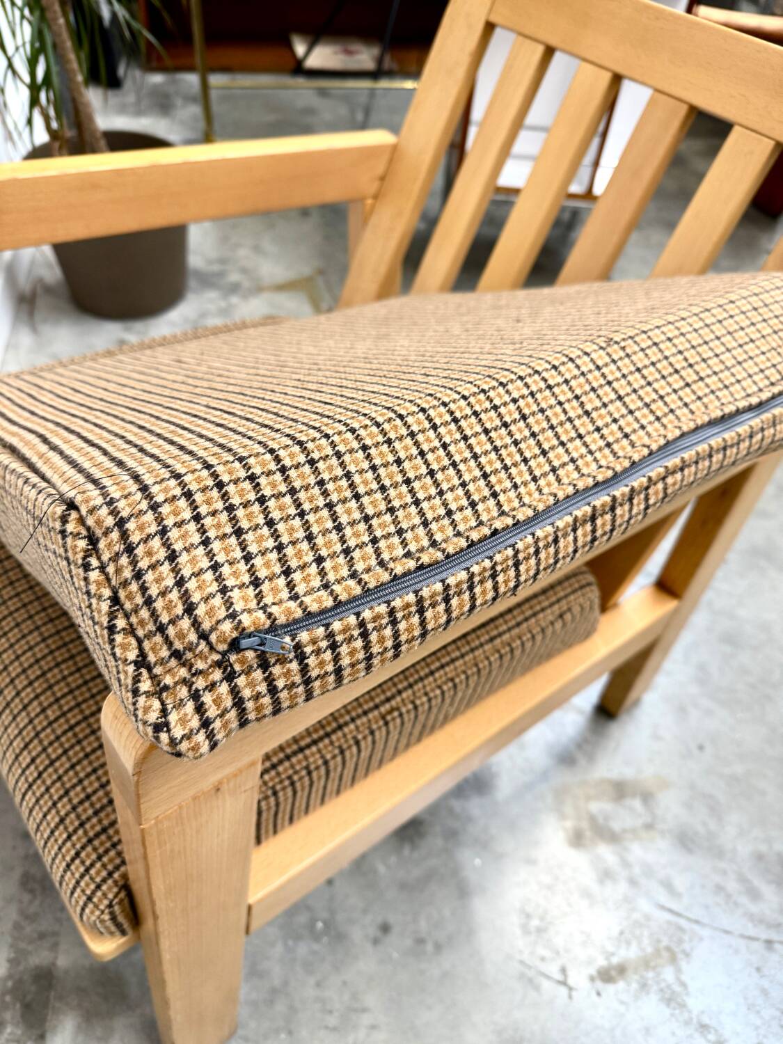 Scandinavian houndstooth armchair