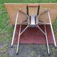 Vintage folding table with teak flaps said wallet with metal tubular base