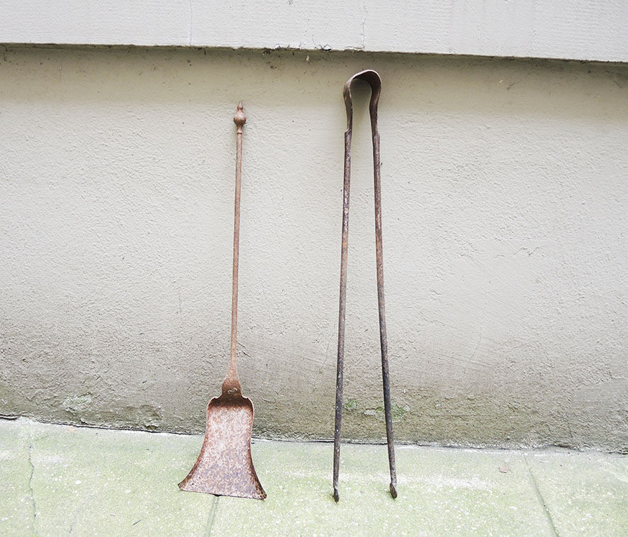 Ancienne Pelle Et Pince à Braises - Accessoires Cheminée - Acier - Fabrication Française
