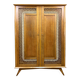 2 Door Wardrobe - Oak and Rattan - Compass Feet - Vintage 50/60's