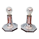 Pair of wall sconces/spotlights in chrome metal, Motoko Ishii