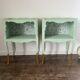 Pair of wooden bedside tables restyled green celadon