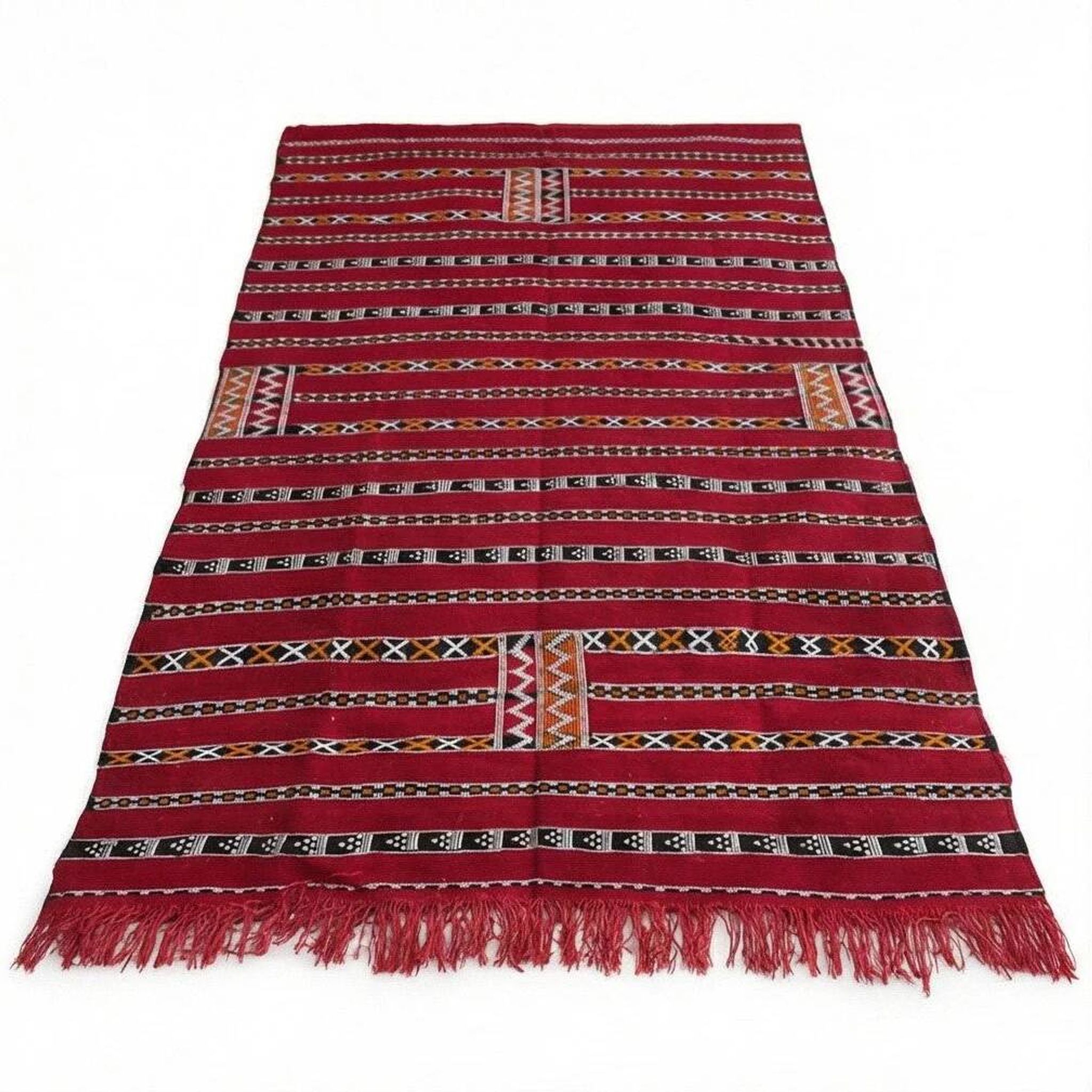 Tapis marocain kilim rouge 140x230 cm