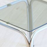 Paire de petites tables d'appoint en verre fumé vintage