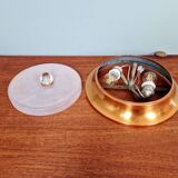 Plafonnier Art Déco en cuivre et verre dépoli, 1930