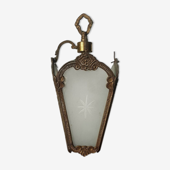 Lantern in smoked glass and brass