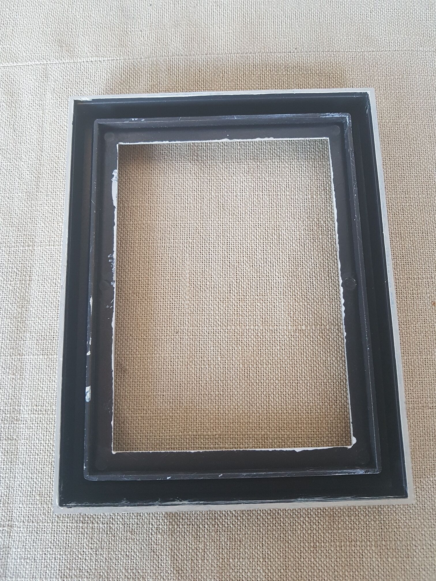 Rectangular frame patinated gray linen
