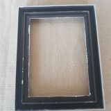 Rectangular frame patinated gray linen