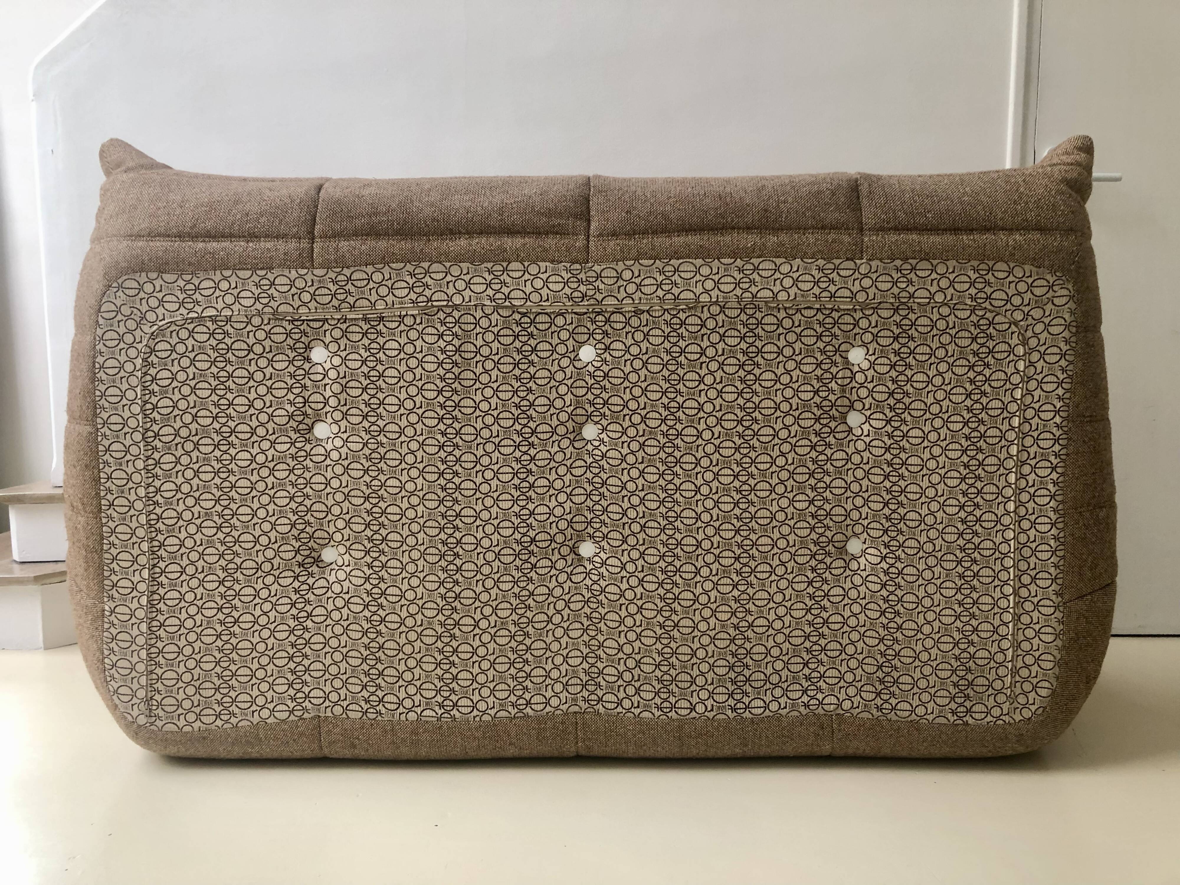 Set Togo sofa 3 places and angle in beige wool edition Ligne Roset of the 80s