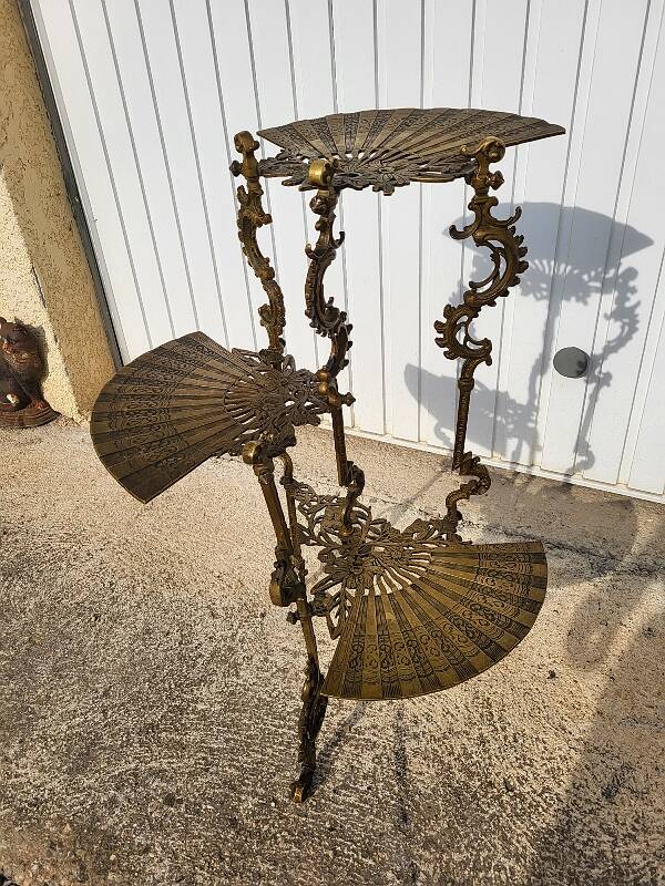 3-tier bronze napoleon iii pedestal table plant holder from the 19th century