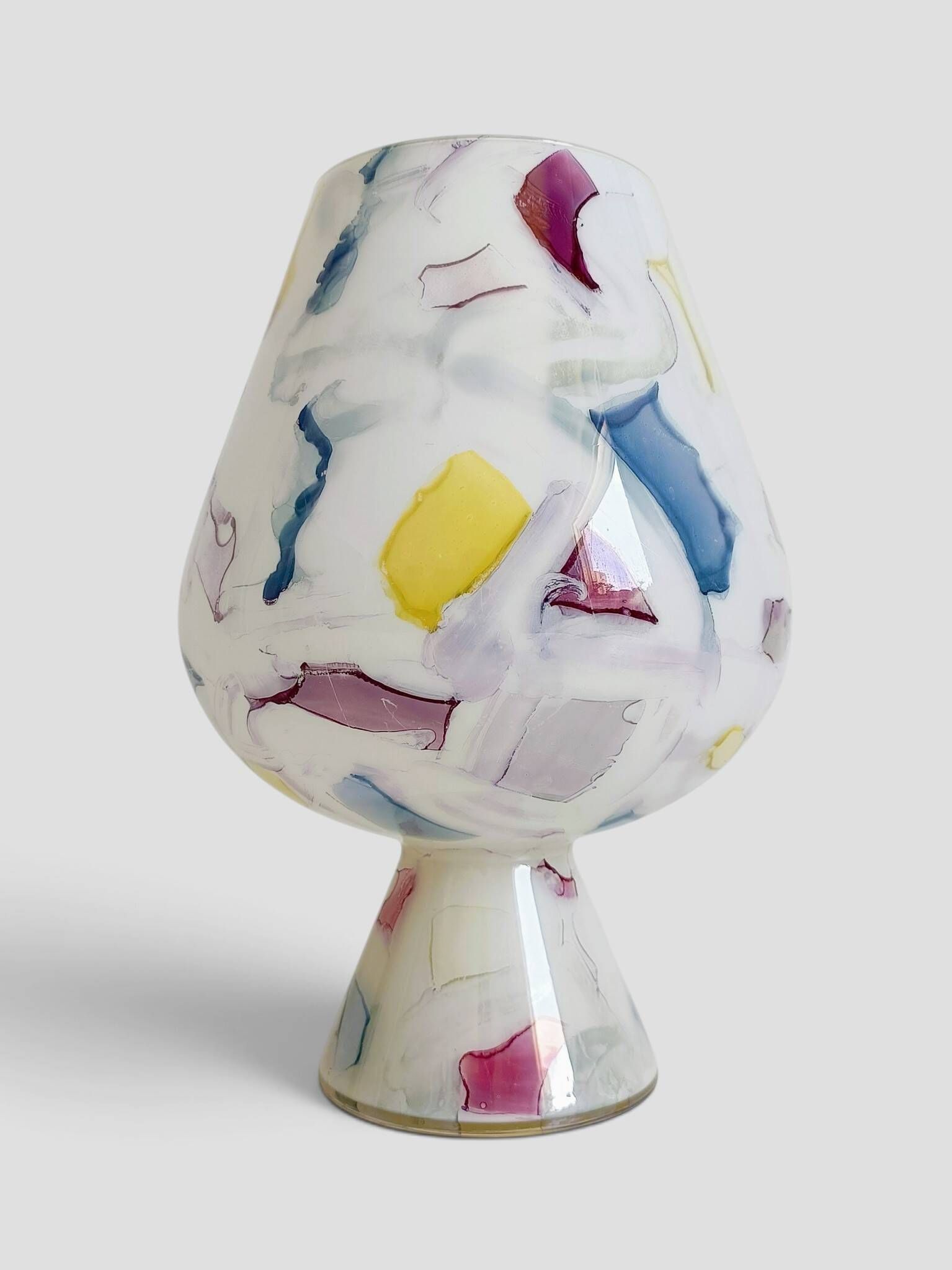 Postmodern Italian Murano Art Glass Chalice, Abstract Decoration, 1980s