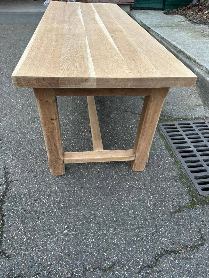Renovated 19th-century solid oak extendable farmhouse dining table 200cm