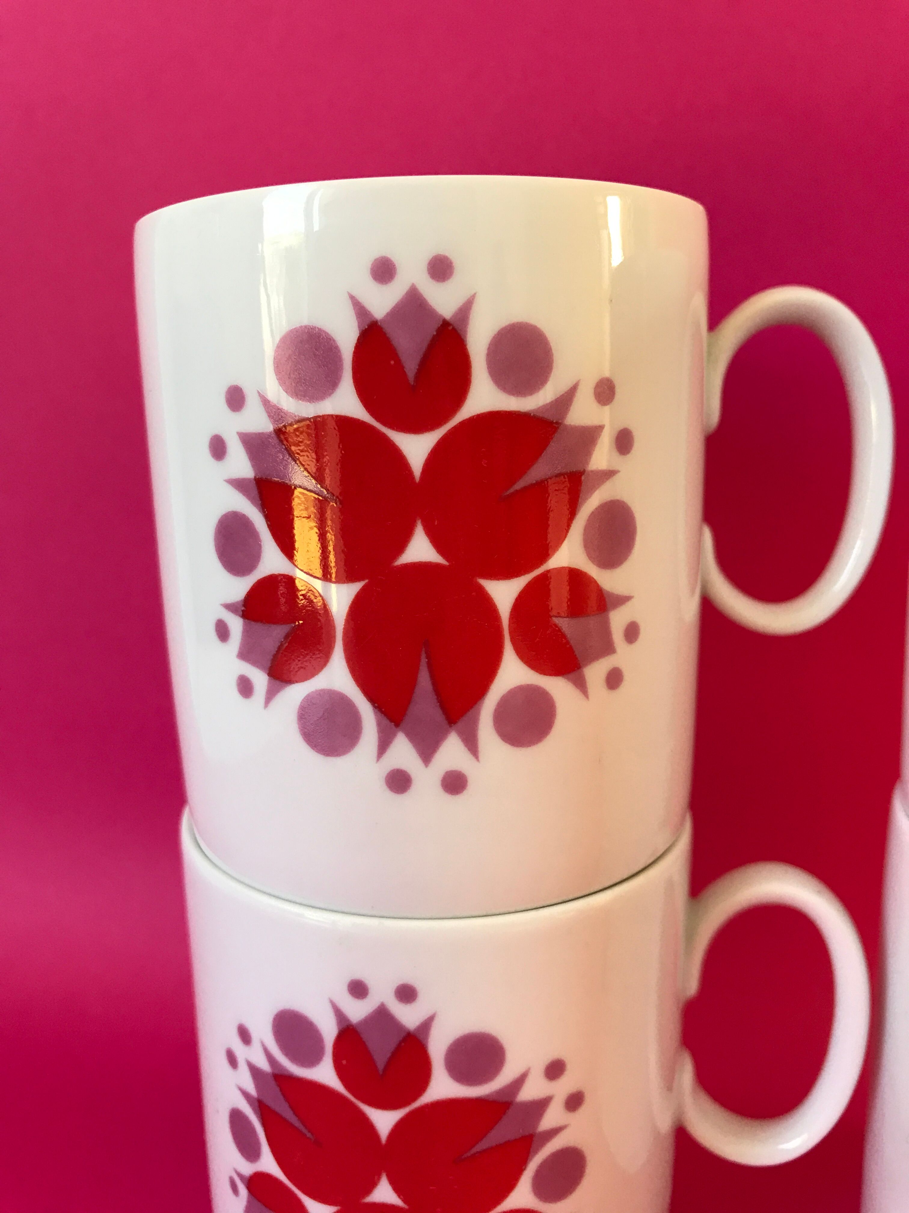 Set of 4 cups white porcelain coffee, 60s