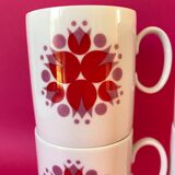 Set of 4 cups white porcelain coffee, 60s