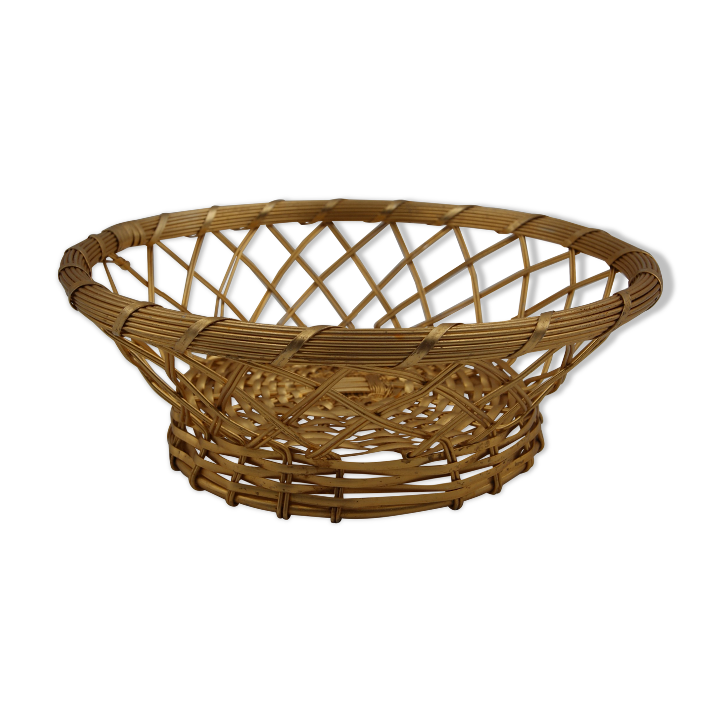 Vintage braided metal wire basket