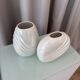 Pair of vintage iridescent white ceramic vases